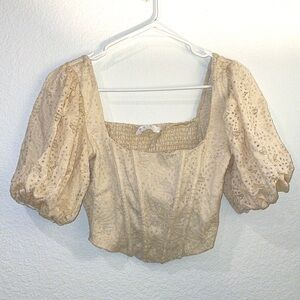 Astr eyelet lace crop top